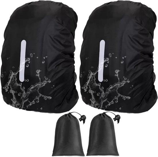 flintronic Waterdichte rugzak, set van 2, reflecterende rugzakhoes, hoge zichtbaarheid rugzakhoes voor fietsen, hardlopen en wandelen (S/M/L), #1 Zwart & Groen, ^2 M 30-40L, Buiten
