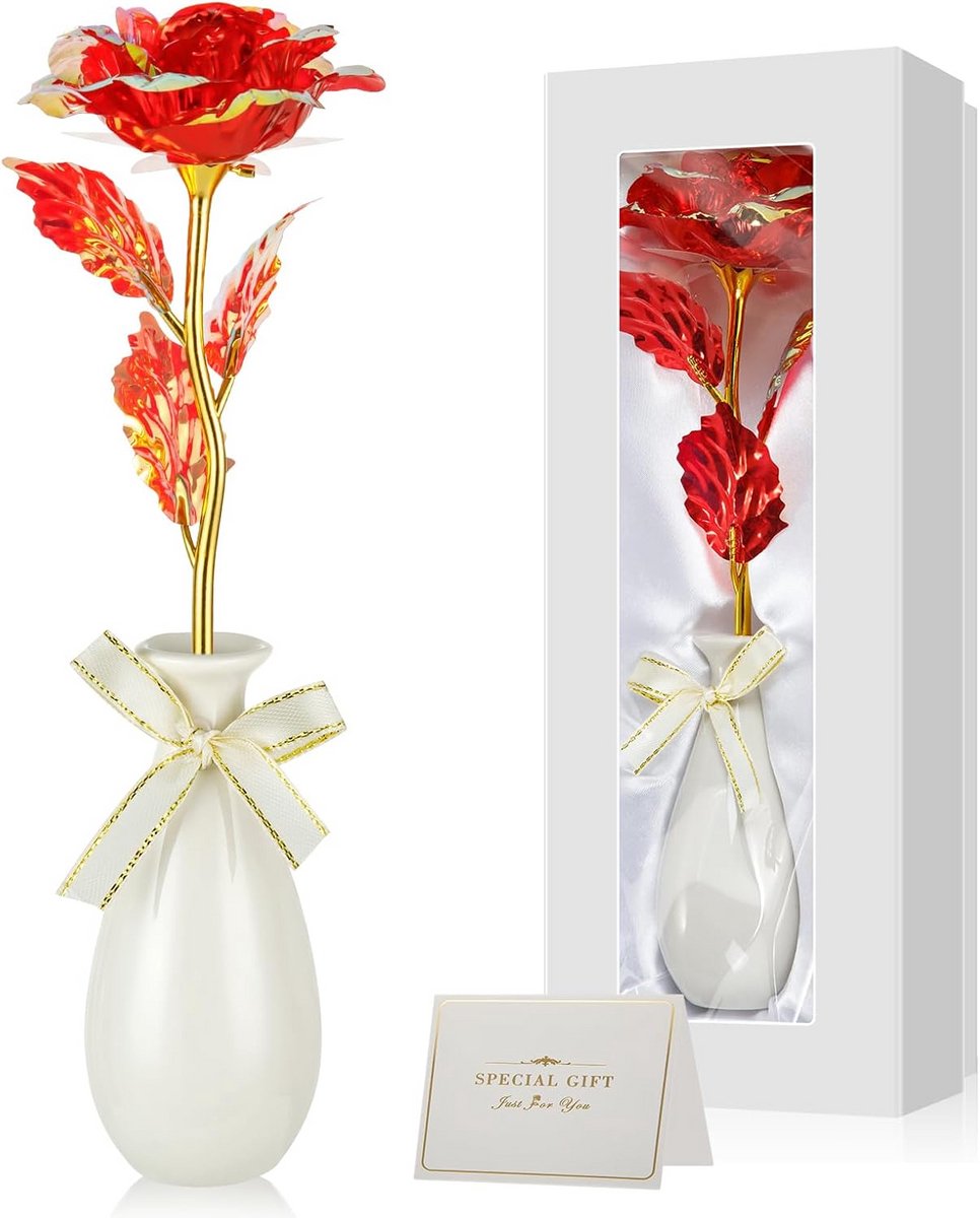 Eeuwige Roos in Glas met Standaard - Luxe Cadeau voor Valentijnsdag, Moederdag of Verjaardag