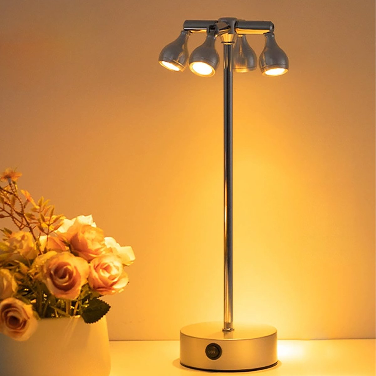 OYLCDI - Draadloze LED Tafellamp met 3000mAh Accu, 4-stand Licht, Touch Dimming, 180°/320° Verstelbare Kop, IP65 Geschikt voor Buiten