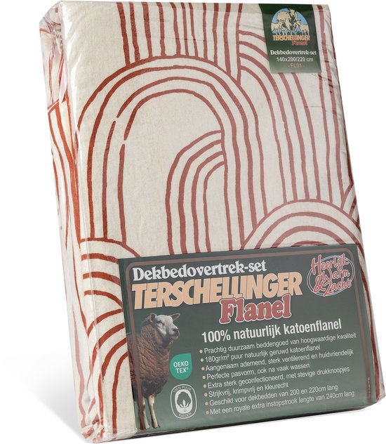 Luxueuze Terschellinger Flanellen Winter Dekbedovertrekset - Terracotta Boho - Voor Ultiem Comfort en Warme Nachten - 200x200/220 cm van Merkloos — afbeelding 5