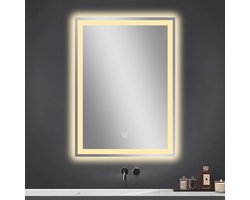 Miroir de salle de bain LED WizBay Premium Select de Luxe avec Switch tactile 75 cm – Tricolore, 3 modes LED – Glas trempé – Installation facile