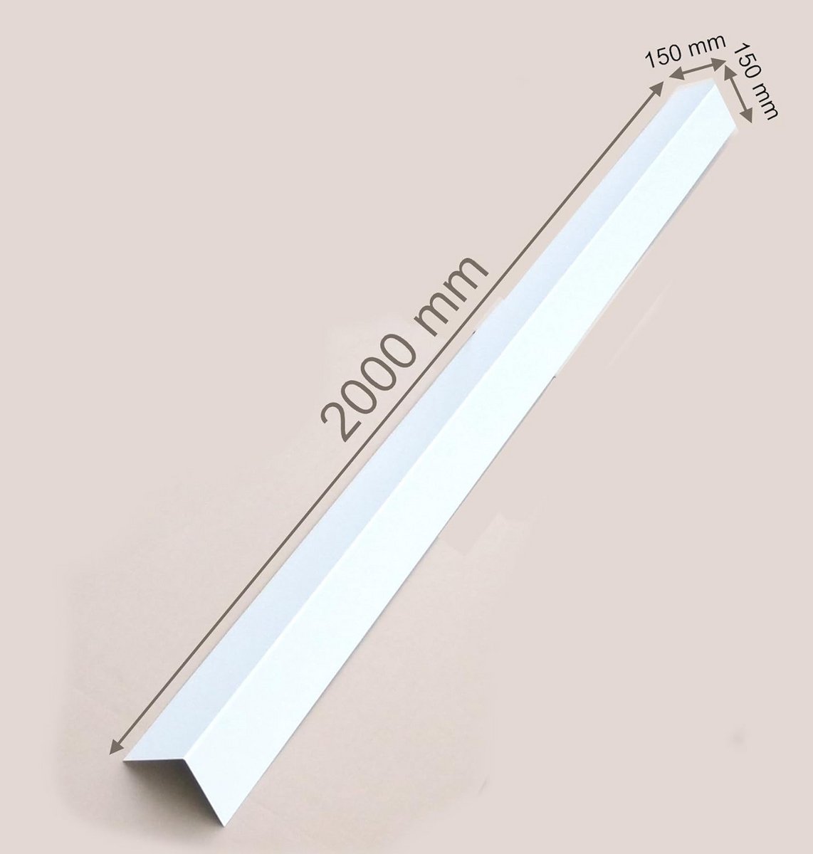 Aluminium Hoekplaat 150x150mm Wit RAL 9010 | 2 Meter | 0,8mm Dik voor Dak en Gevel