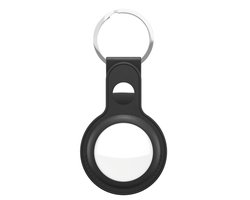 KeyBudz AirTag Sleutelring – Handgemaakt van Echt Leder – Veilige Pasvorm voor je AirTag – Inclusief Haak Stash Zakje - Zwart