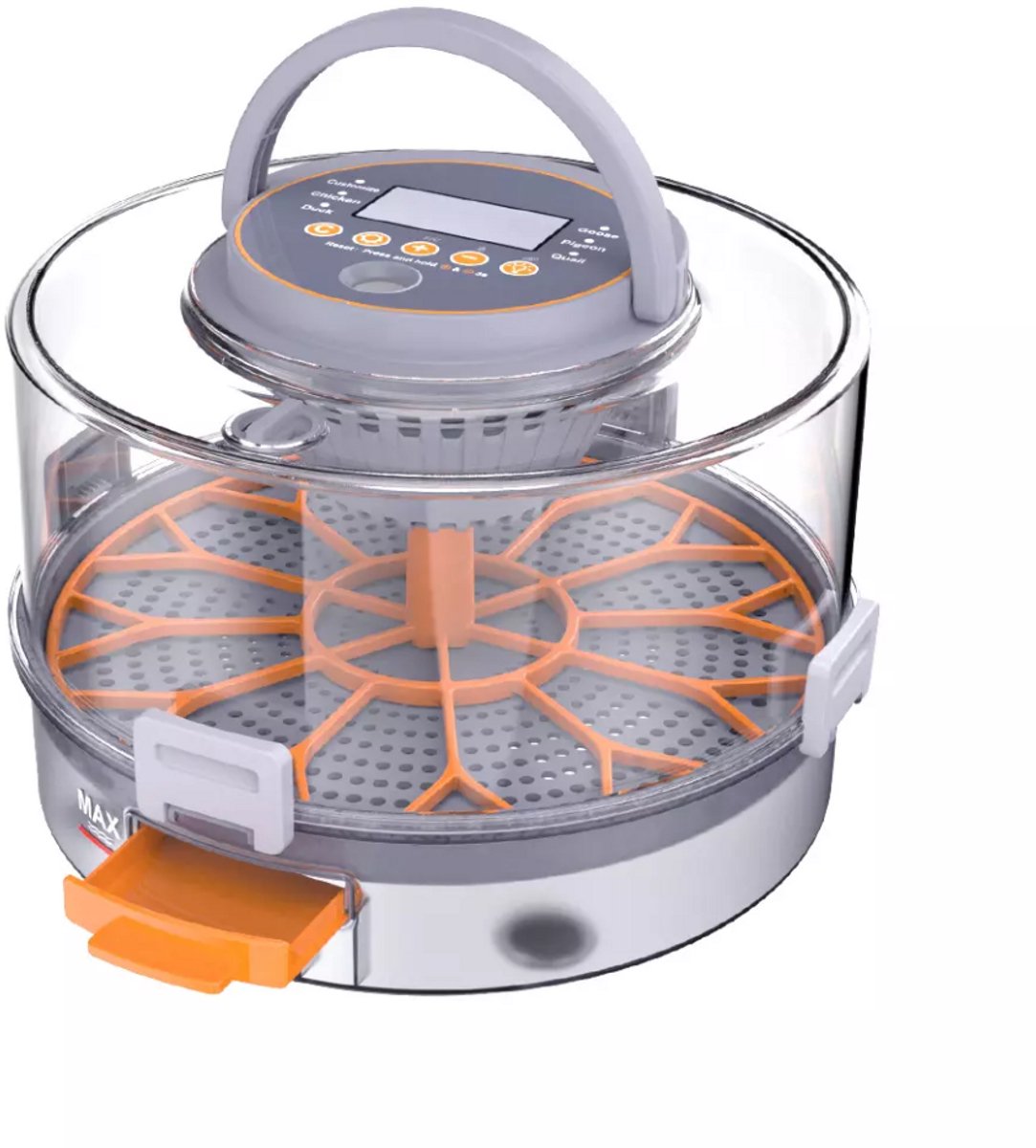 Broedmachine voor 12 Eieren - 30W - Automatische Temperatuurregeling, Eierdraaiing en Vochtigheidsregeling - Grijs/transparant