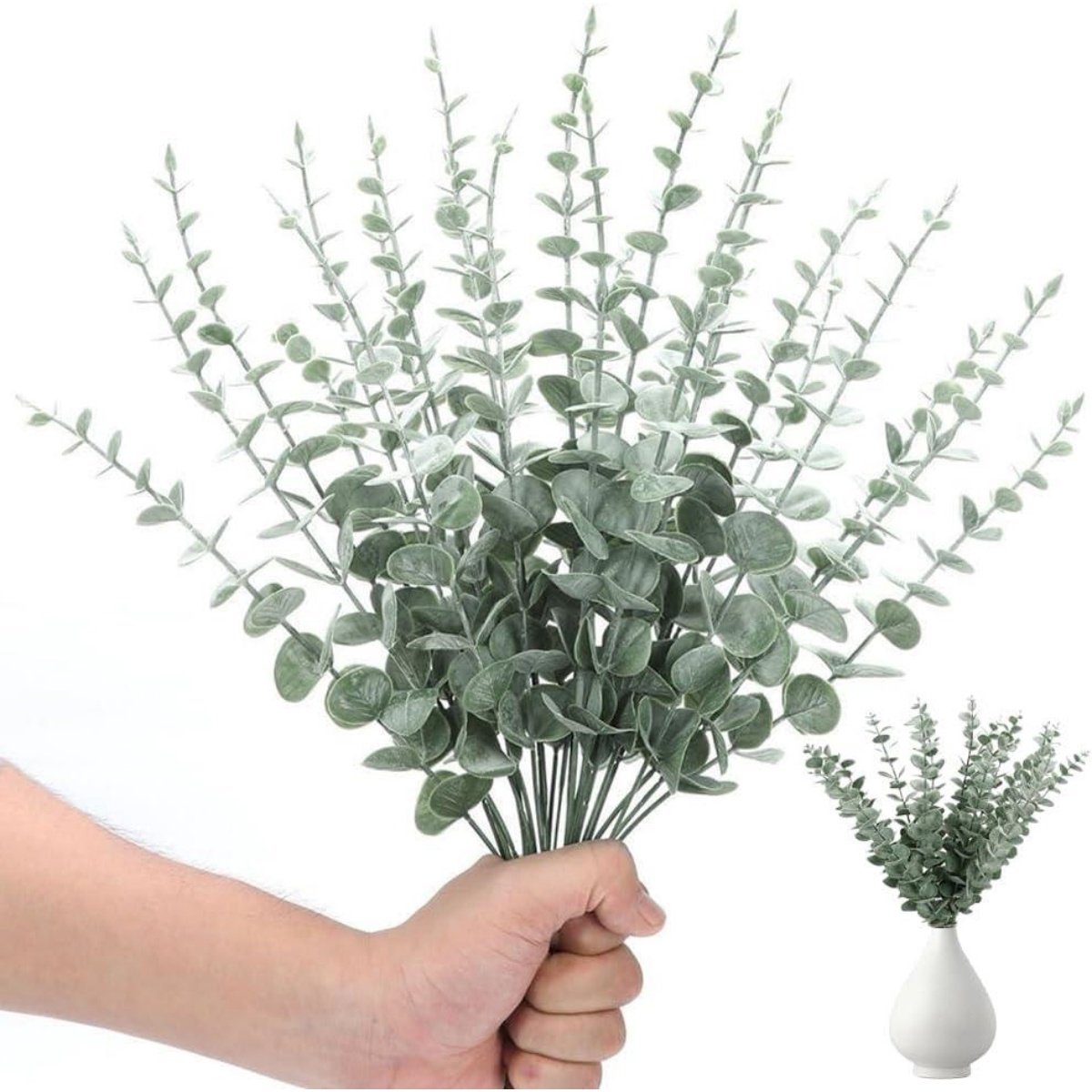 GELLDG 30 stuks kunstmatige eucalyptus takken - Kunstmatige eucalyptus boomdecoratie - Kunstplanten - 38 cm - Eucalyptus stengels - Geschikt voor tuinen, bruiloften, feesten, woonaccessoires - Groen