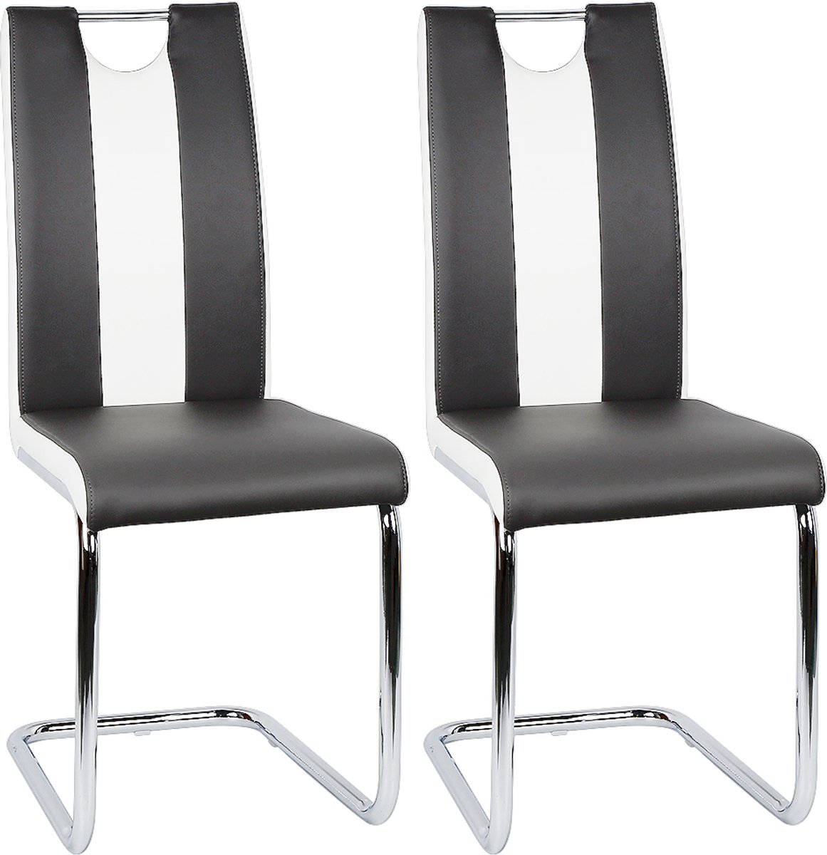 PIPIPOXER-2x Eetkamerstoelen Cantileverstoelen Draaistoel Hoge Rug,Zwart en wit