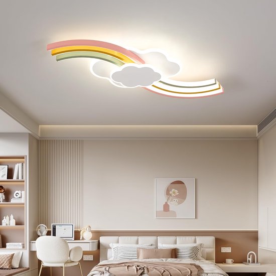 YRHome 48W Dimbare Cloud LED Plafondlamp Cloud Effect Lamp Acryl IP44 met Afstandsbediening Kinderkamer Kinderlamp Ultradunne Slaapkamer Kinderkamerlamp