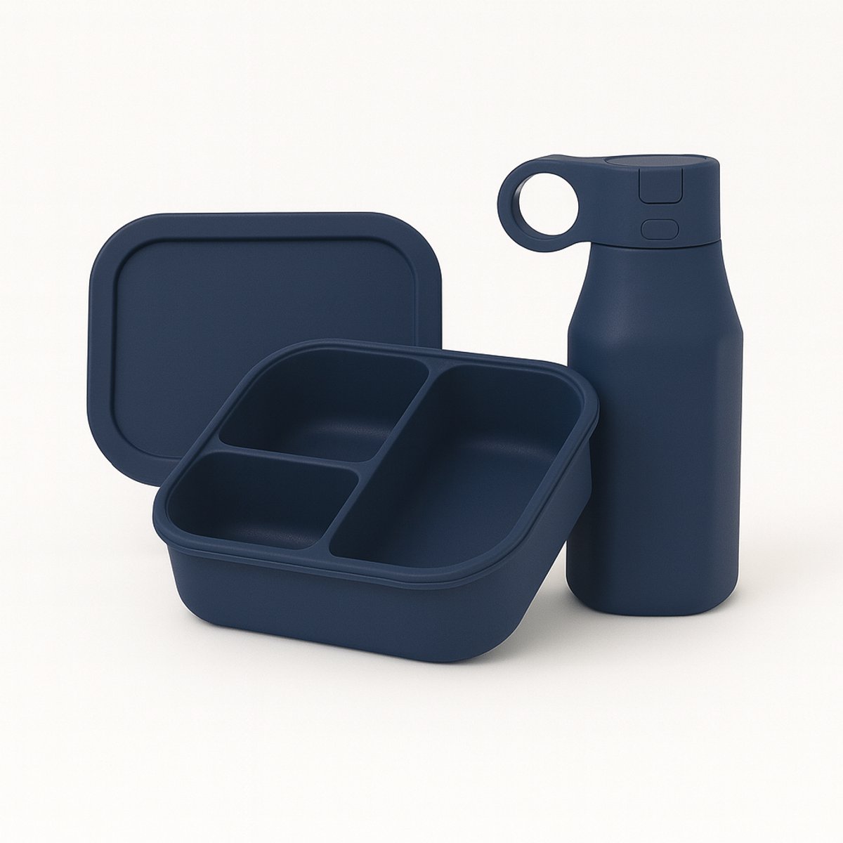 Velini Siliconen Lunch- en Drinkbeker Set - Donkerblauw - Duurzaam & Herbruikbaar