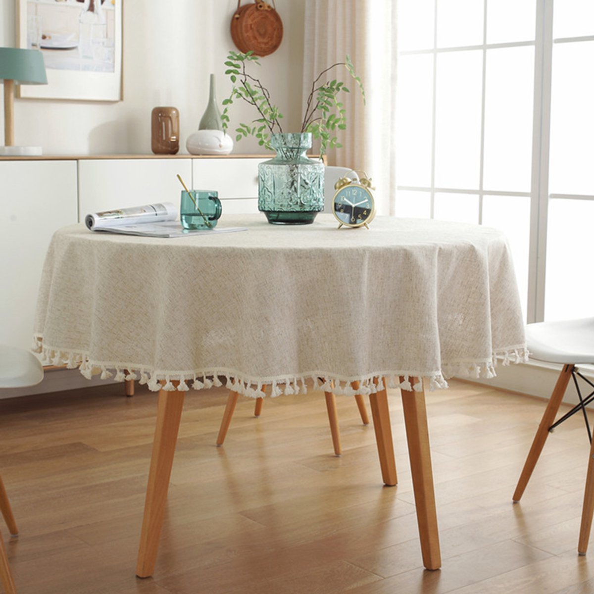 rond tafelkleed - waterdicht - luxe effen kleur kwast tafelkleden katoen - zacht - ademenden tafelkleed - waterdicht - luxe geschikt voor thuis keuken decoratie verschillende maten