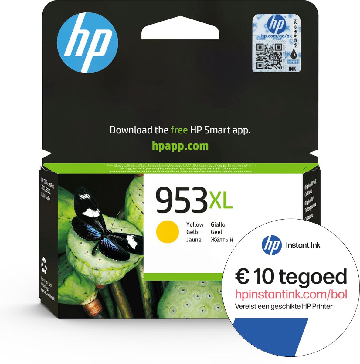 HP 953XL - Inktcartridge Geel + Instant Ink tegoed
