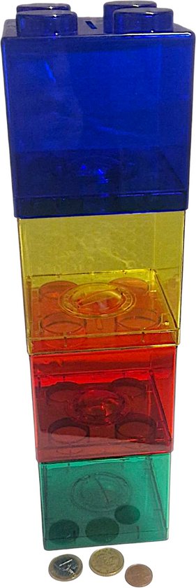 4 x Spaarpot Bouwstenen - Spaarpotten - Spaarpotten kinderen - Spaarpot kind - Spaarpot jongen - Spaarpot Meisje - Spaarpot volwassenen