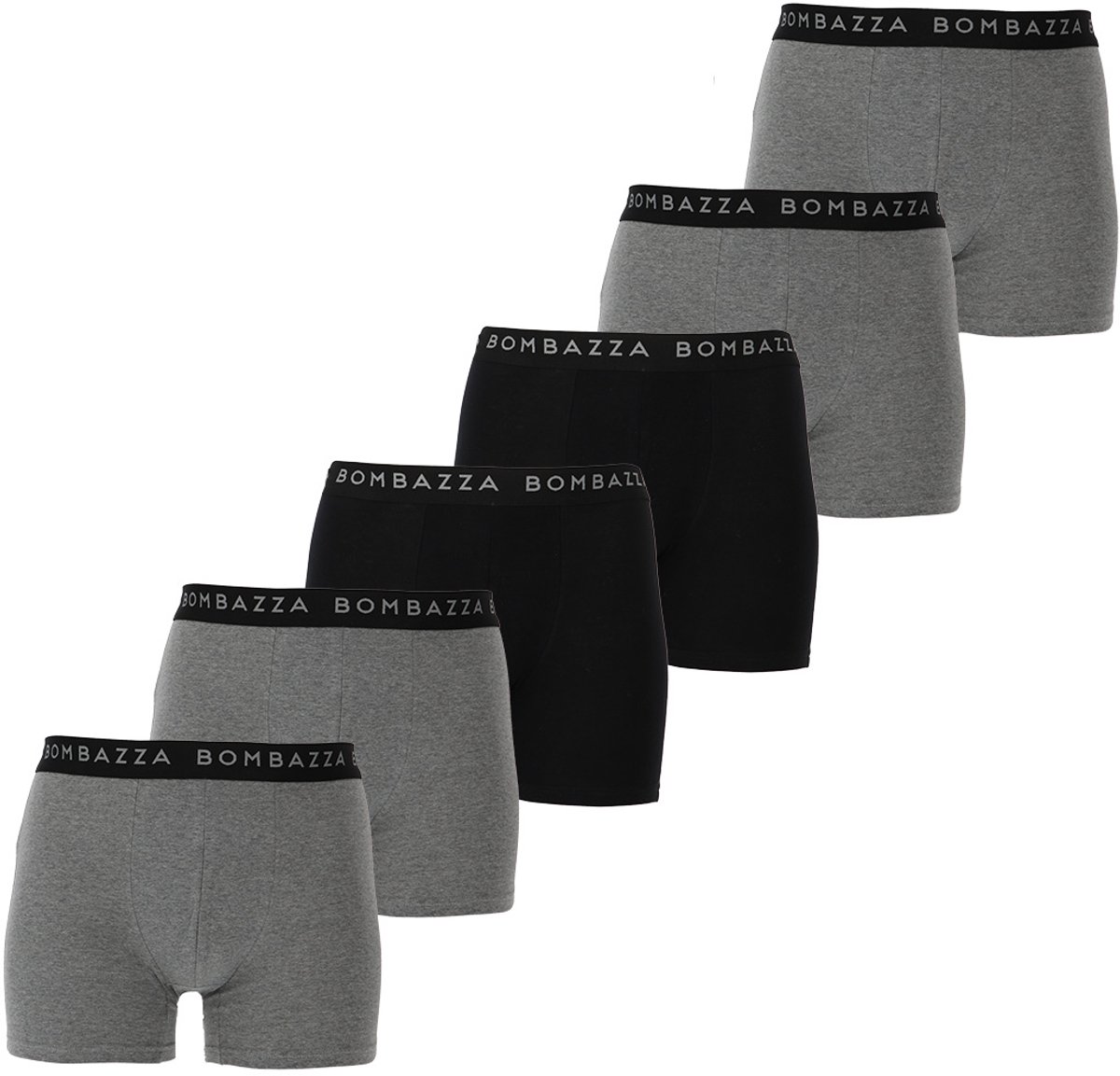 BOMBAZZA – Heren Boxershort – 4x Grijs / 2x Zwart – Maat L – Comfortabel Ondergoed van Katoen en Elastaan