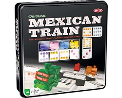Tactic Domino Mexican Train – Bordspel – Luxe Tin – Wereldberoemd Dominospel met Gekleurde Stenen – 2 tot 8 Spelers – Vanaf 7 Jaar