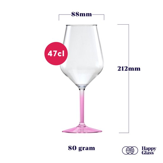 HappyGlass Lady Abigail plastic wijnglazen - Set van 4 kunststof herbruikbare wijnglazen - 47cl - Pretty pink steel - BPA-vrij Tritan van HappyGlass — afbeelding 4