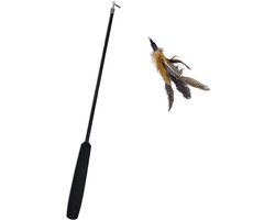 Kattenspeelgoed - Kattenhengel met Natuurlijke Veren - 2-delige Set - Vervangbare Speelgoed Lokazen - Dikke Kat Afvallen & Fitness - Duurzaam Pluim Speelgoed - Veilig en Zacht - Binnenactiviteit