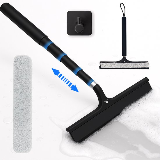 AKSA Home® Douchewisser en Vloertrekker V2 - Douchewisser - Trekker Douche - RVS Vloerwisser - Uitschuifbaar - Zwart