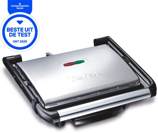 Tefal Inicio GC241D Contactgrill - Anti-aanbakplaten - Vet opvangbak - 2000W - RVS