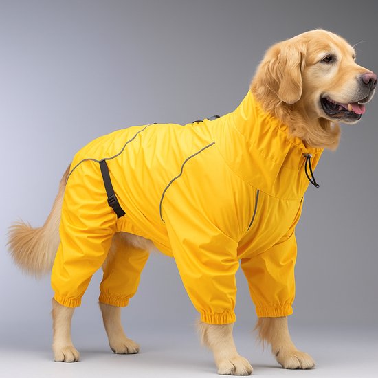 Lindo Dogs - Honden regenjas - Hondenjas - Hondenkleding - Regenjas voor honden - Waterproof/Waterdicht - Poncho - Quattro Vega - Geel - Maat 6