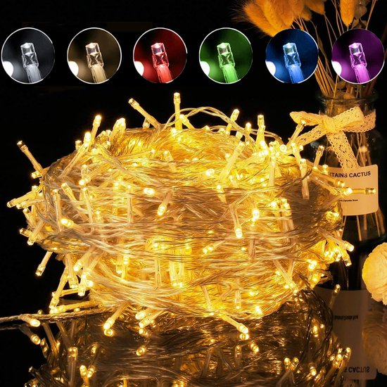 Quntis 50M 500LED Slingerlichten, Veelkleurige LED Kerstverlichting String Lights, Waterdicht IP44, Fairy Lights voor Decoratie, Kerstmis, Slaapkamer, Feest, Tuin, Bruiloft, Gazon, Gazon