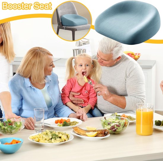 Stoelverhoger voor Eetkamerstoel - Met riempjes en antislip onderkant - Peuterstoelverhoger - Antislip - Kinderzitjekussen - Zitverhoger Peuter Eettafel - Zitverhoger - Booster Seat - Stoelverhoger eettafel - Afneembare - Zitkussen Tafel - Blauw van YGJT — afbeelding 4