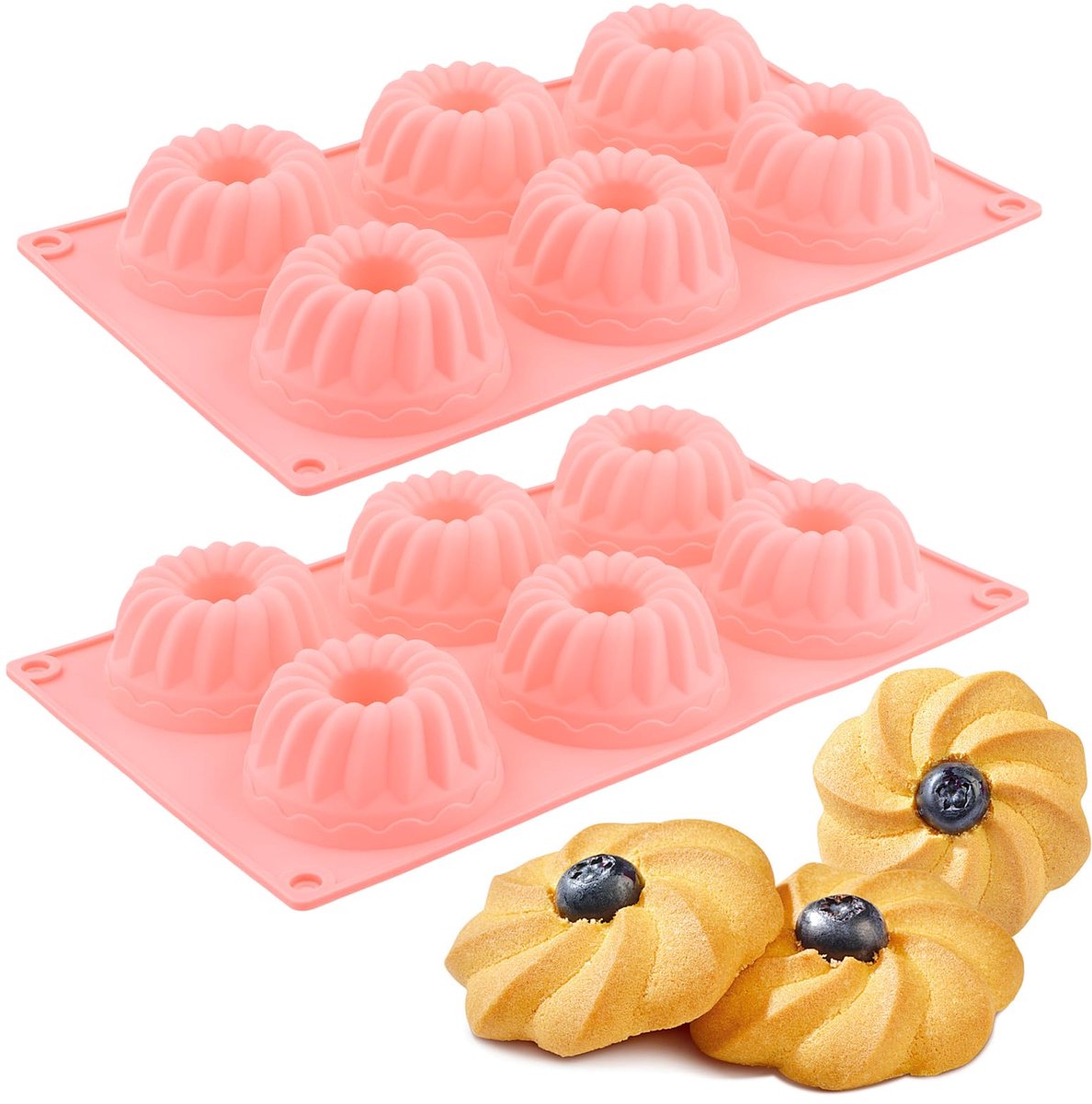 Unyqoos® Set van twee herbruikbare siliconen bakvormpjes voor muffins en desserts