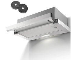 Telescopische Afzuigkap 60 cm met Koolstoffilter - 620 m³/u
