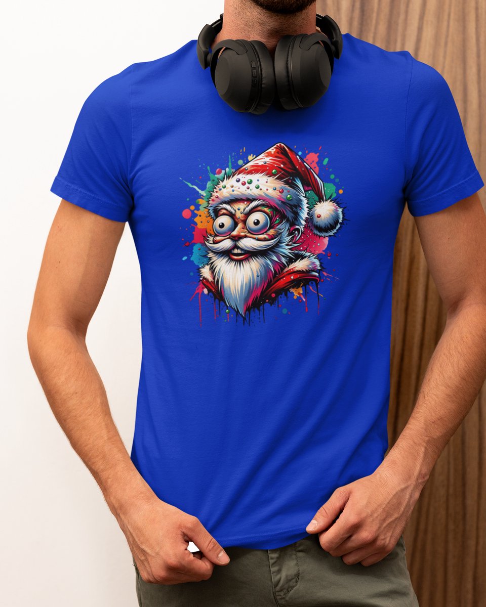 Psycho Santa - Kerst T-shirt Blauw - Grappig T-shirt - Maat L - Kerst Cadeau Mannen - Limited Edition