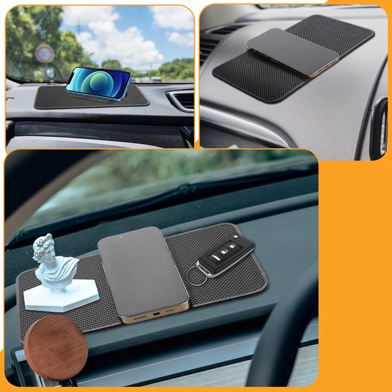 Auto Dashboard Mat, Dashboard Antislip Telefoon Stand Sticky Auto Dash Grip Pad Wasbare Dashboard Organizer Lade voor Mobiele Telefoon Sleutelhangers