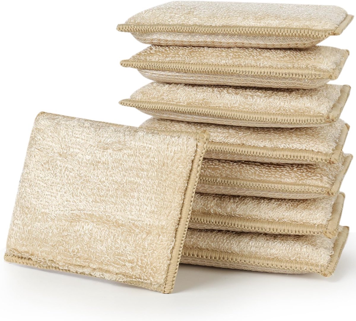 Bamboe natuurlijke absorberende keukenspons, herbruikbare afwasspons, beige (6-pack)