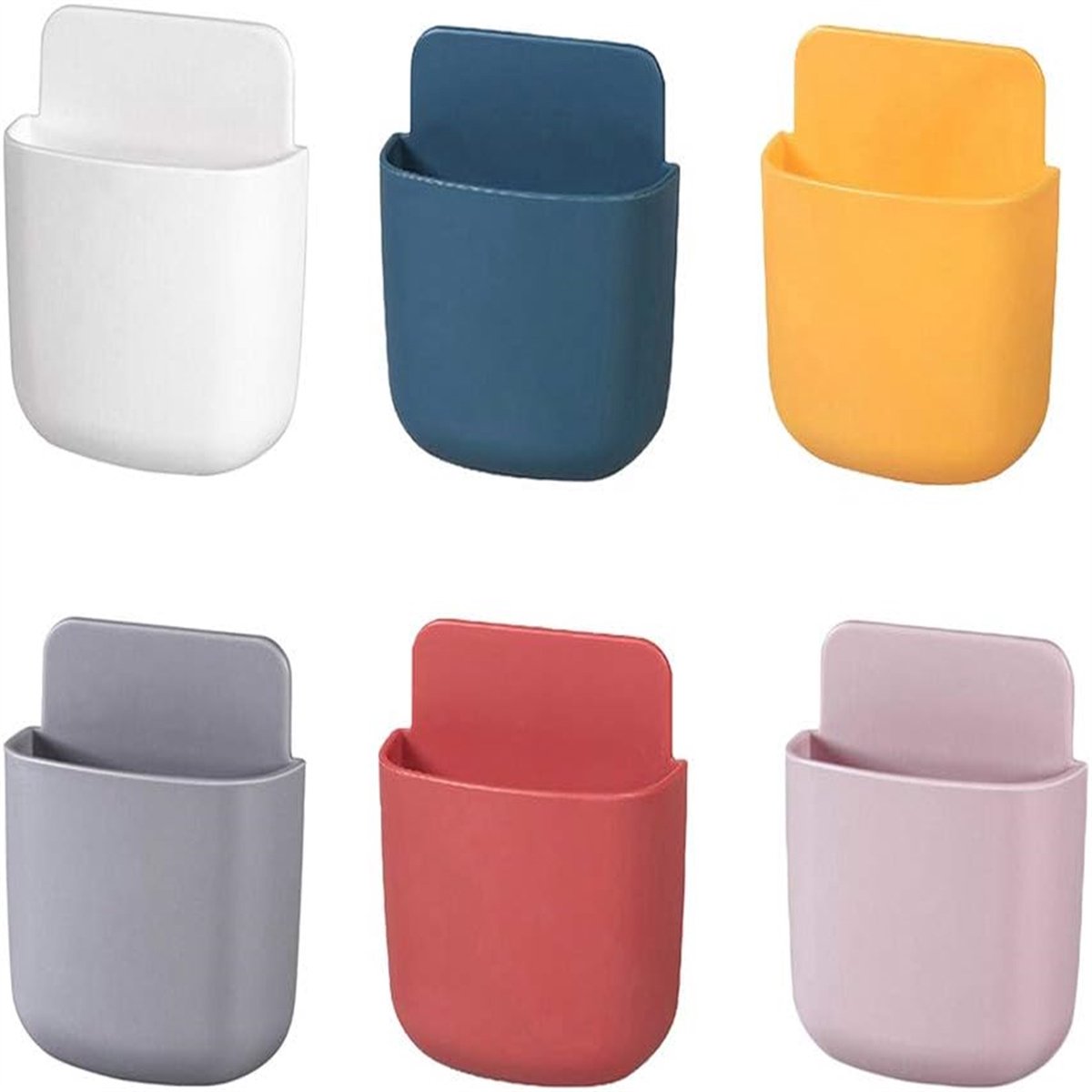 Ynkkvre -Telefoonhouder stopcontact - 6 Stuks - Afstandsbediening Houder - Opbergdoos voor wandmontage - organizer aan de muur - Muurhouder - Telefoon wandhouder - ABS - Zelfklevende - wand organizer - 2.5 x 8 x 11.5 cm
