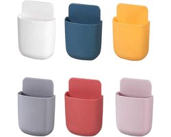 Ynkkvre -Telefoonhouder stopcontact - 6 Stuks - Afstandsbediening Houder - Opbergdoos voor wandmontage - organizer aan de muur - Muurhouder - Telefoon wandhouder - ABS - Zelfklevende - wand organizer - 2.5 x 8 x 11.5 cm