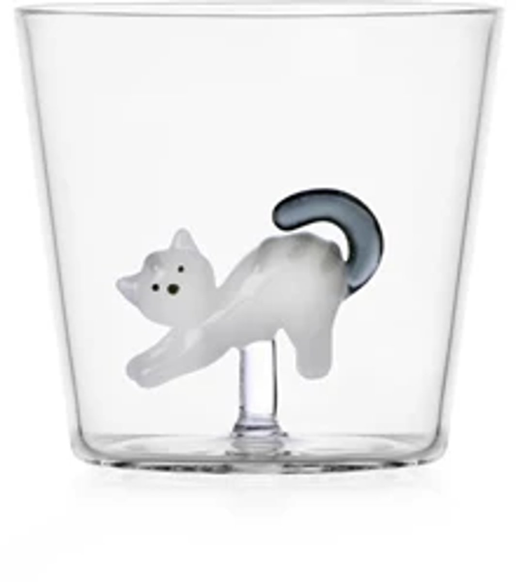 Ichendorf Tabby Cat glas witte poes met grijze staart