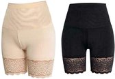 Vivva - Shapewear 2 pièces pour femme - Taille haute - Sous-vêtements correcteurs - Zwart + Beige - Taille L/XL - LACYFIT