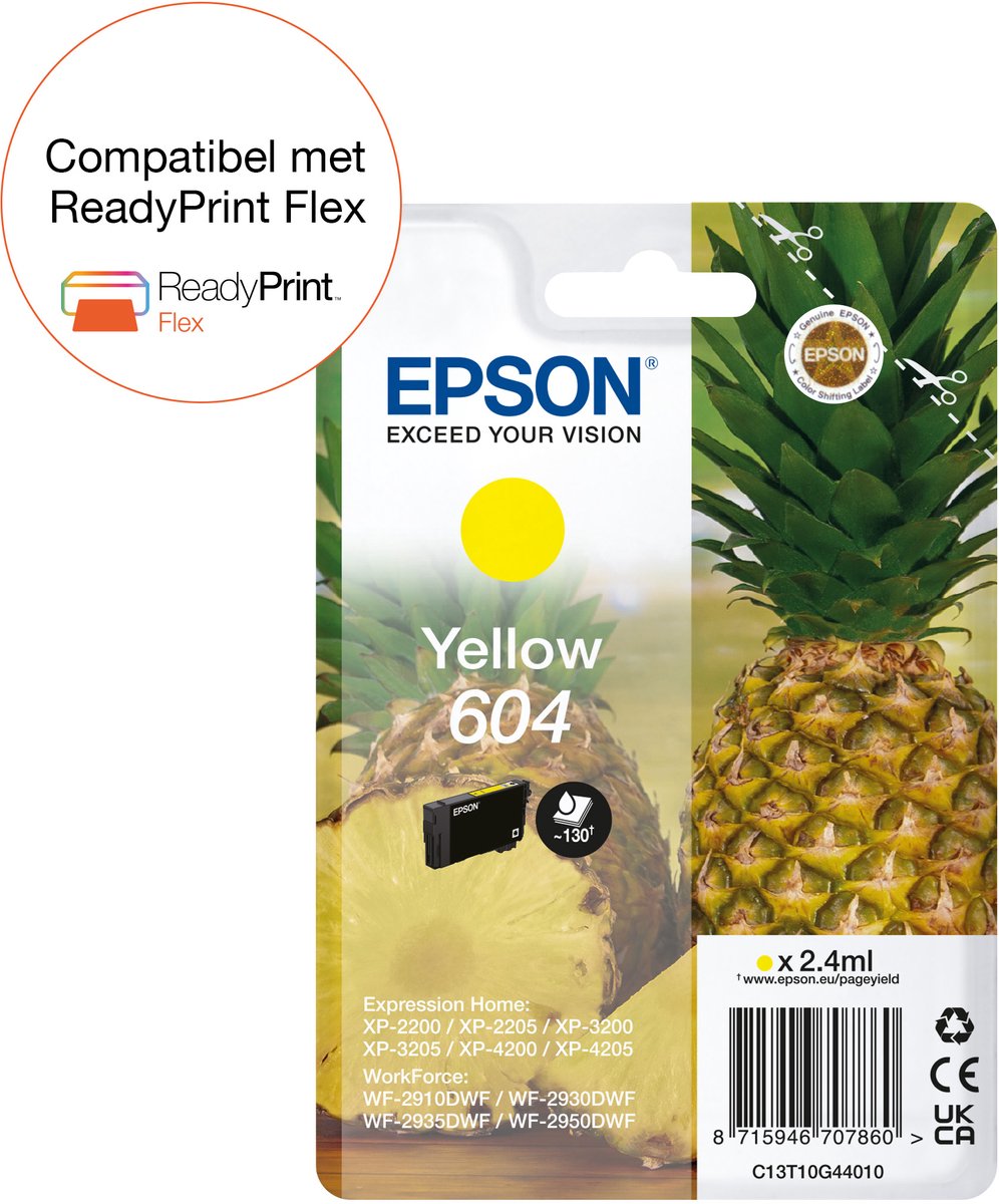 Epson 604 inktcartridge 1 stuk(s) Origineel Normaal rendement Geel