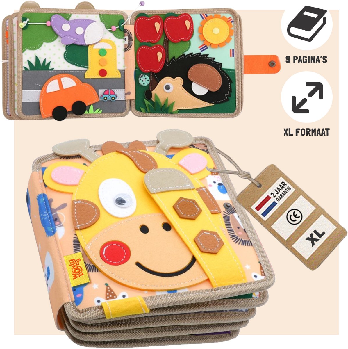 WoodyDoody Motoriek Baby Leerboek voor Peuters XL Variant - Eerste Vaardigheden Boek voor Peuters - Speels en Leerzaam Motoriek Map Motoriek Leerboek GIRAFFE - Educatief Speelgoed - kinderspeelgoed 1 jaar 2 jaar 3 jaar 4 jaar grote speelgoedboek 2025