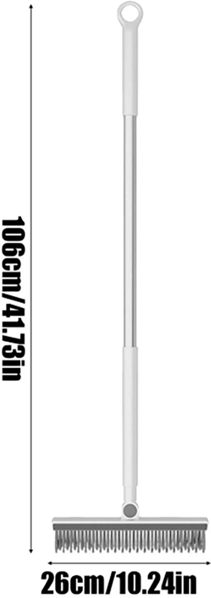 Rubberen Bezem - met Vloertrekker - 3 in 1 Vloerwisser - 106 cmsteellengte - 36 cm veegbreedte - Duurzaam & Lichtgewicht - Kappersbezem - Rubberen borstel - Bezem Binnen - Bezem Buiten - Borstel met Steel - Wit/Grijs van Bellus Living — afbeelding 2