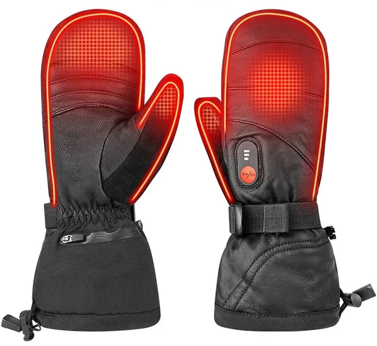 Verwarmde Handschoenen Verwarmde Wanten Elektrische Handschoenen Unisex Verwarmde Handschoenen Elektrische Wanten Batterij Verwarmde Handschoenen Koolstofvezel Verwarming 3 Shift Temperaturen- Large Zwart