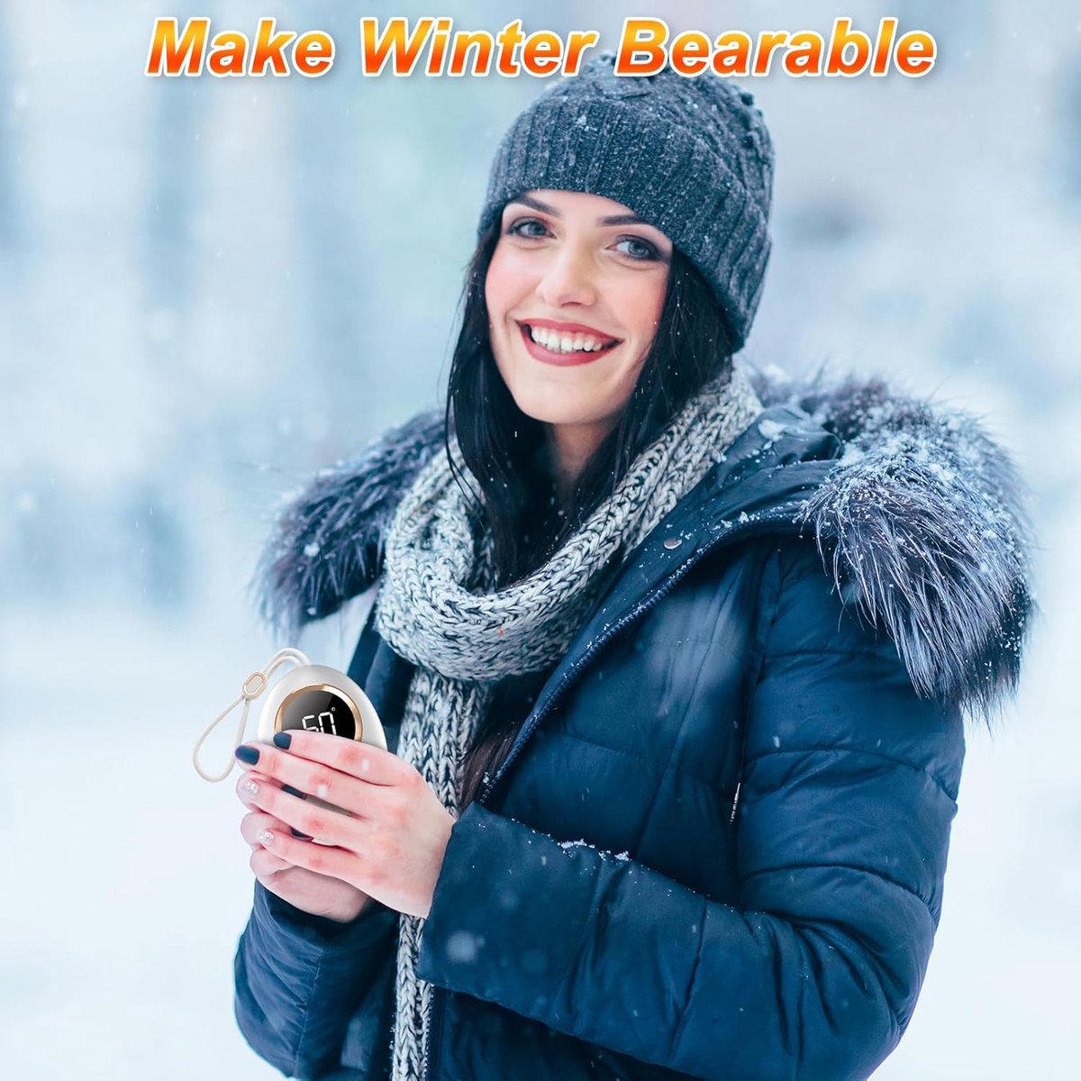 Oplaadbare handwarmer, 3000 mAh, draagbaar, herbruikbaar, met led-display, zakwarmer voor buiten, kamperen, wandelen, wintercadeau voor kinderen, vrouwen — cadeau in Gadgets - foto 5