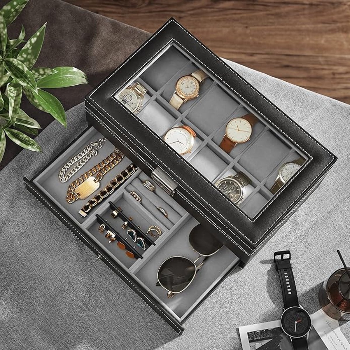 Candala horlogebox - luxe opbergdoos voor horloges en sieraden stijlvol design hoogwaardige afwerking tijdloos karakter praktisch formaat