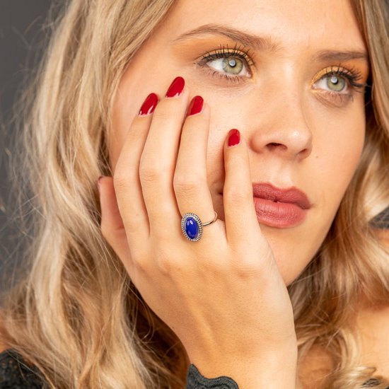 My Bendel - Bague Vintage or avec pierre bleue - Bague en acier inoxydable - or avec pierre bleue - Avec coffret cadeau de luxe