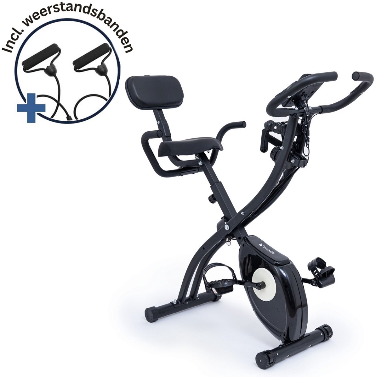 BluMill X-Bike - Opvouwbare Hometrainer - Fitness Fiets - Met Rugleuning - Incl. extra Weerstandsbanden