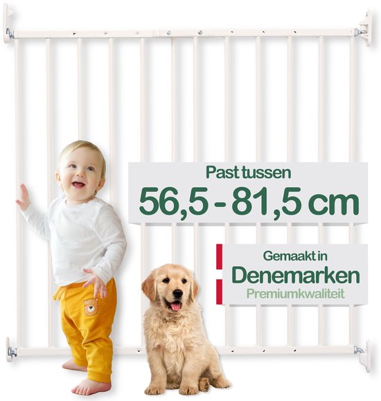 SNOWDROP traphekje 56,5 t/m 81,5 cm – schroefbevestiging (wandmontage) – zonder drempel – wit – gemaakt in Denemarken