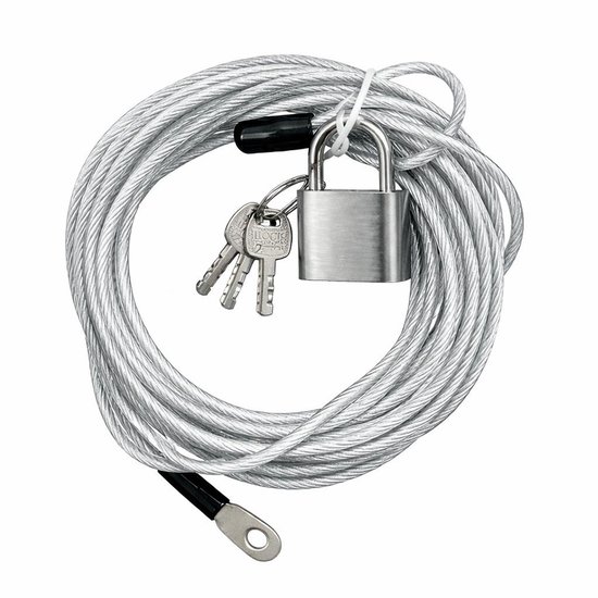 Kabelslot Terras – Staalkabel met Lussen – Staalkabel met RVS Slot – Tuinmeubels – 5 Meter