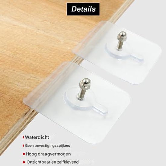 Plakhaak Voor Tegel Glas Hout 20 Stuks Zelfklevende Wandhaken – Transparant, Geen Boren, Tot 5 Kg Draagkracht – Voor Lijsten, Foto's, Spiegels Transparante Kleefhaken Set