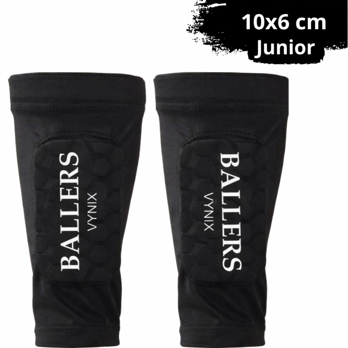 Vynix Ballers ingebouwde scheenbeschermer - Scheenbeschermers voetbal - Shin Pad Sleeve - Voetbal scheenbeschermers - 6 tot 11 jaar - Met opbergzakje 10x6cm - Zwart