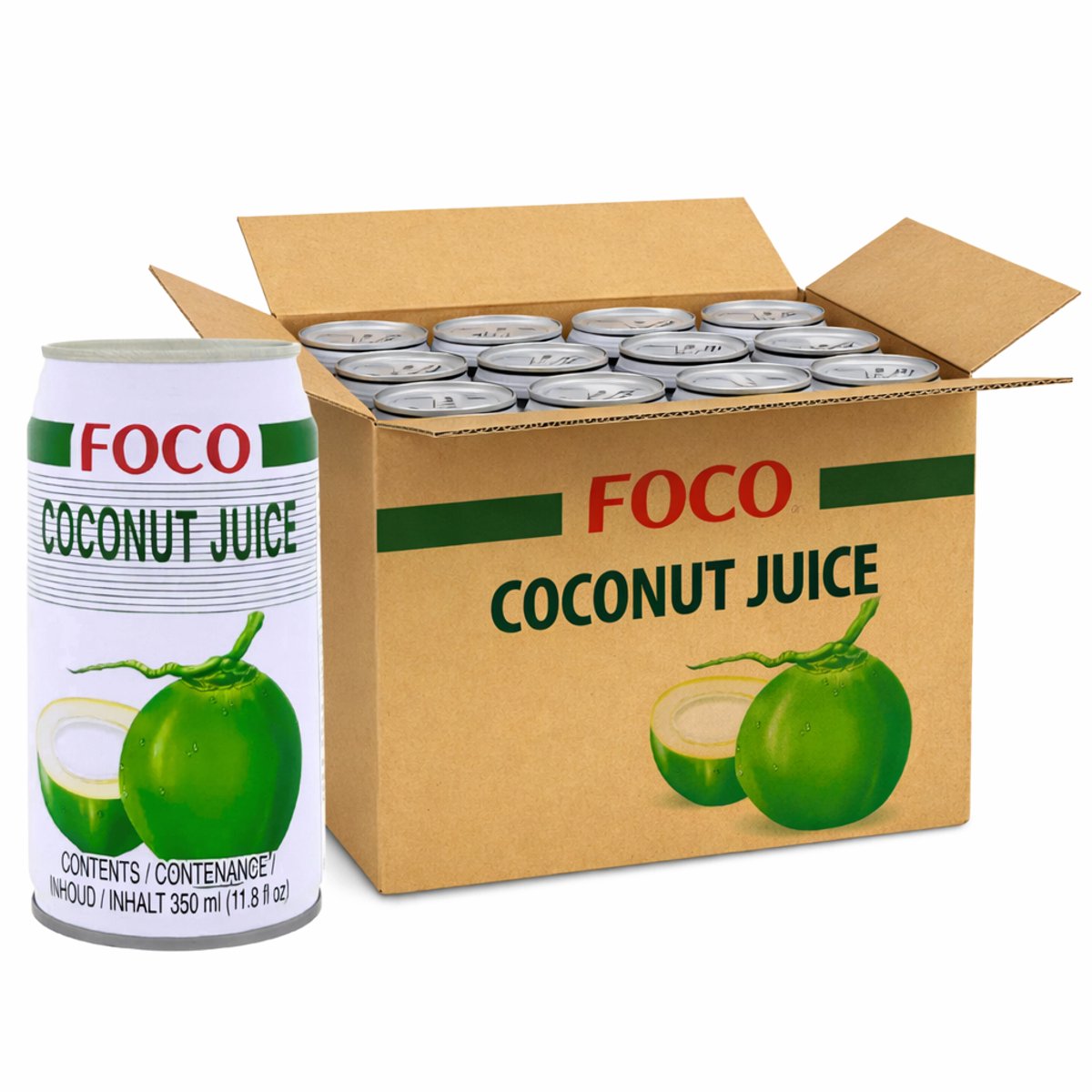 FOCO Coconut Juice – Kokosdrank – 24 x 350 ml (Voordeelverpakking)
