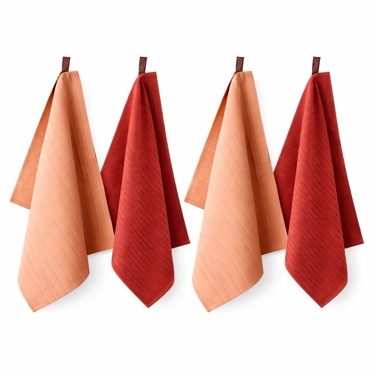 Ten Cate Keukenhanddoeken Set – 4-delig – 2x Keukendoek 50x50 cm & 2x Theedoek 60x65 cm – 100% Katoen – Terra