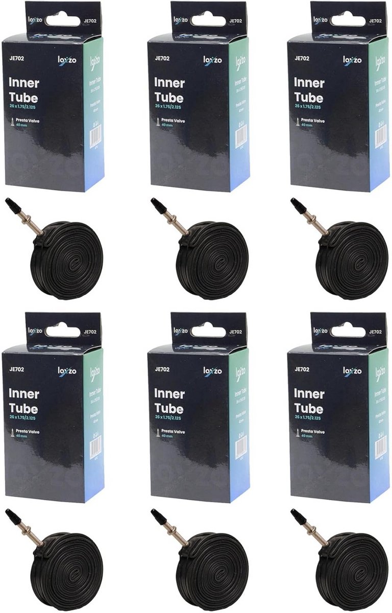 6x Fiets Binnenband 26 Inch - Robuust Butyl Rubber - Geschikt voor Racefiets & Hybride - 40mm Presta Ventiel