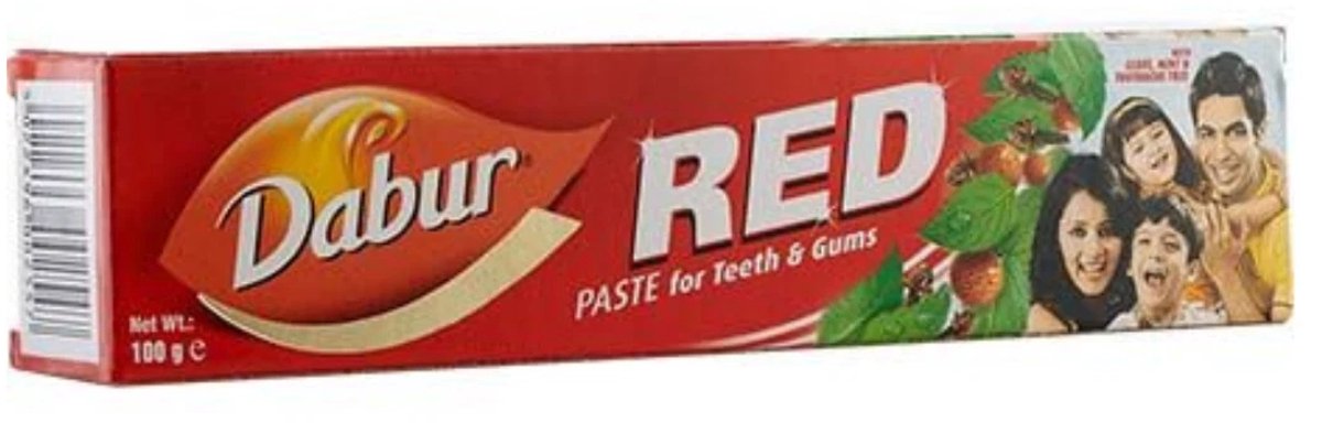 Dabur Red Tandpasta voor Tanden & Tandvlees, Natuurlijk Kruidenpasta, 100 g – Verzorgt Tandvlees, Versterkt Tanden, Frisse Adem, Natuurlijk & Effectief met Kajal Sticker
