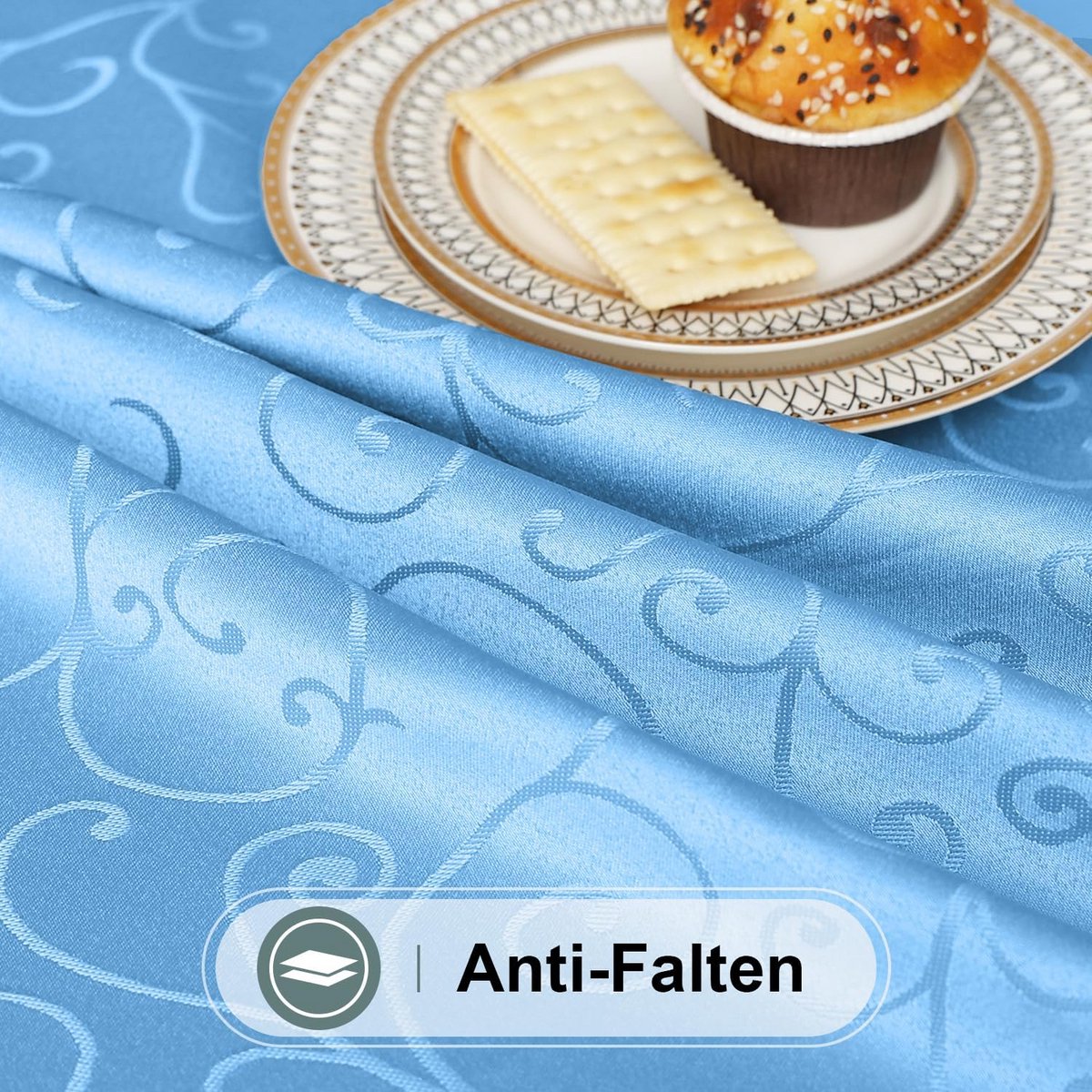 Rechthoekig Tafelkleed 100 x 140 cm Jacquard Blauw vuilafstotend